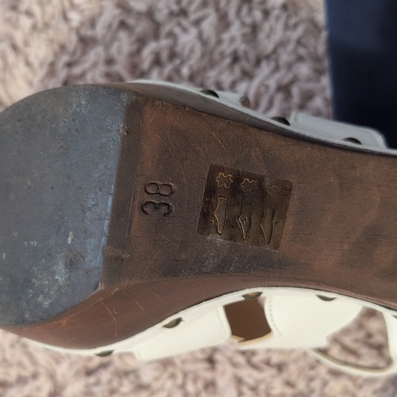 White Leather Wooden Mules size 38 - Picture 5 of 6